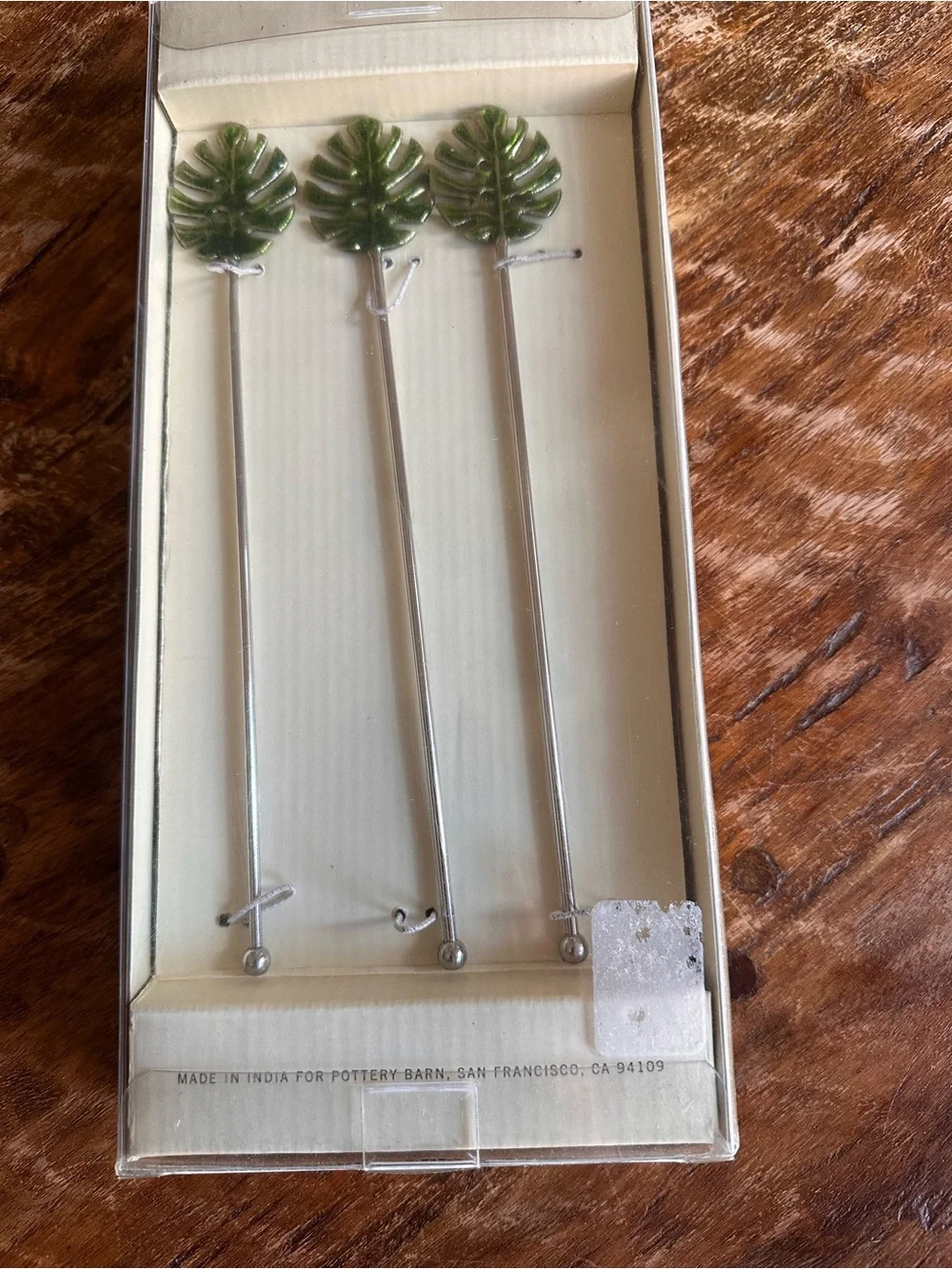 Pottery Barn Palm Leaf Cocktail Stirrers - Set of 6